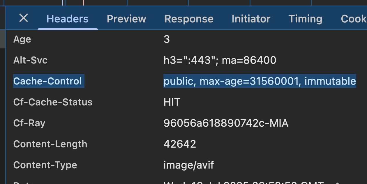 image response headers